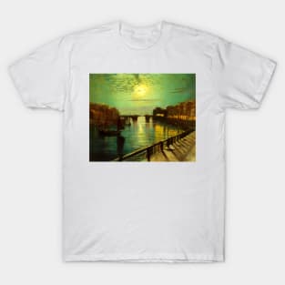 Whitby Harbor by Moonlight - John Atkinson Grimshaw T-Shirt